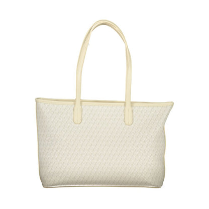 Pouch Handbag by Mario Valentino for women in polyethylene beige features a refined silhouette, showcasing a secure zipper, organized internal-pockets, and versatile shoulder-strap, adjustable-strap & handle for a refined finish.