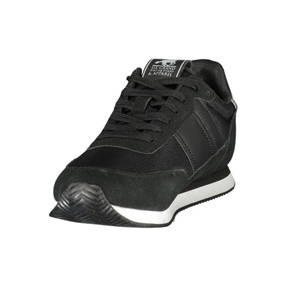 Athletic Sneakers by U.S. Grand Polo for men in polyester & polyurethane black & print features an stately silhouette, showcasing the signature athletic style of the Men's Athletic Polyester & Polyurethane Sneakers collection with a truly stately finish.