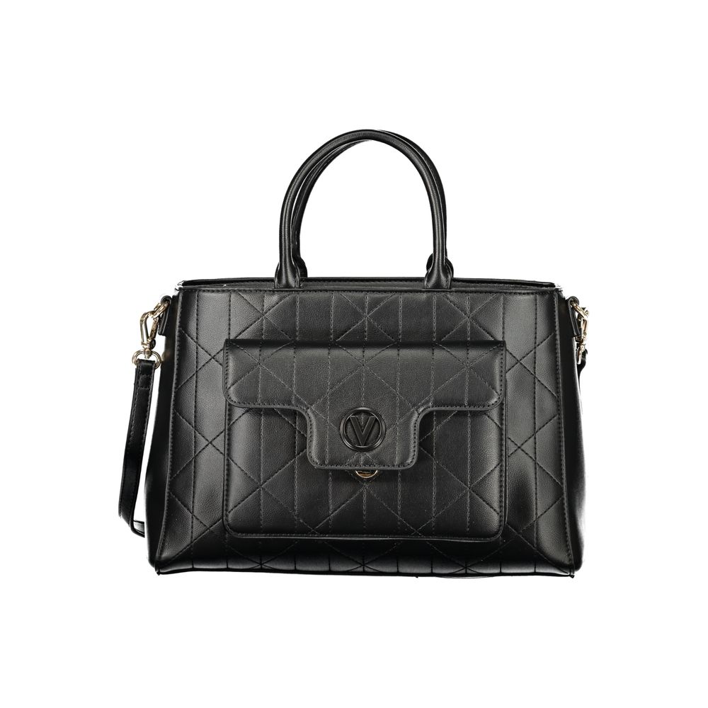 Handbag by Mario Valentino for women in polyethylene black features a ornamental silhouette, showcasing a secure snap & zipper, ample external-pockets & internal-pockets, and ornamental shoulder-strap, adjustable-strap & handle for a sophisticated look.