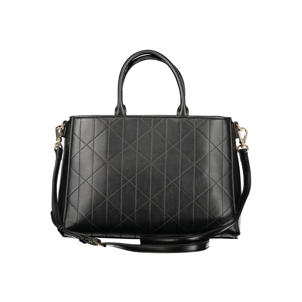 Handbag by Mario Valentino for women in polyethylene black presents a ornamental silhouette, showcasing a secure snap & zipper, ample external-pockets & internal-pockets, and versatile shoulder-strap, adjustable-strap & handle for a ornamental finish.
