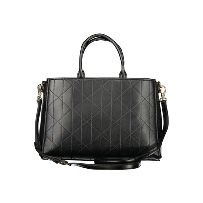 Handbag by Mario Valentino for women in polyethylene black presents a ornamental silhouette, showcasing a secure snap & zipper, ample external-pockets & internal-pockets, and versatile shoulder-strap, adjustable-strap & handle for a ornamental finish.