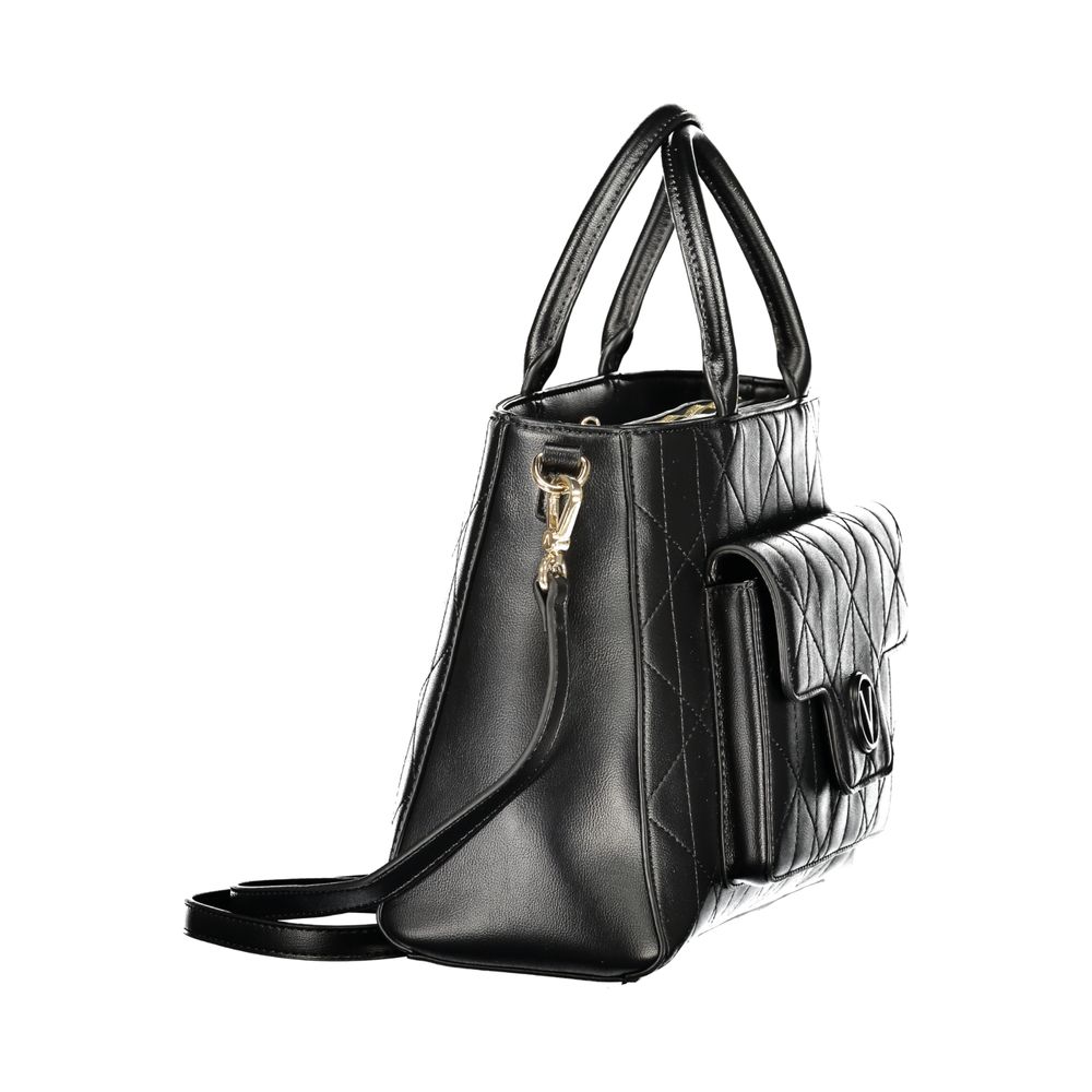 Handbag by Mario Valentino for women in polyethylene black features a ornamental silhouette, showcasing a secure snap & zipper, ample external-pockets & internal-pockets, and ornamental shoulder-strap, adjustable-strap & handle for a sophisticated look.