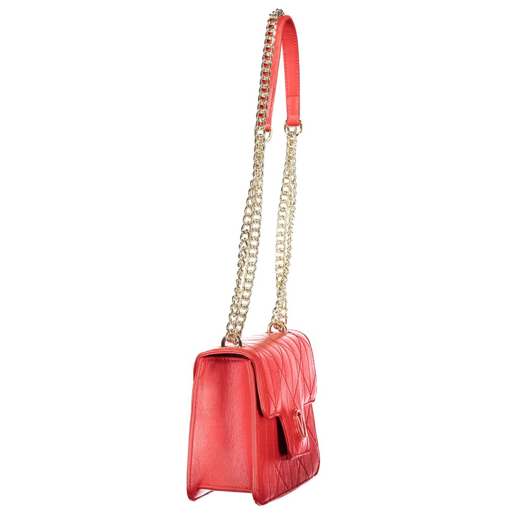 This Handbag by Mario Valentino for women in polyethylene and red presents a sculptural silhouette featuring a secure snap, ample internal-pockets, and versatile handle for a sculptural finish.