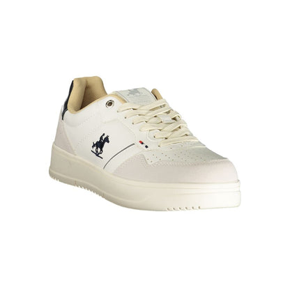 Athletic Sneakers by U.S. Grand Polo for men in canvas polyurethane & polyester black, white & print showcases a architectural silhouette, artfully capturing the essence of the Explore Men's Athletic Canvas Polyurethane & Polyester Sneakers with its signature architectural athletic style construction.