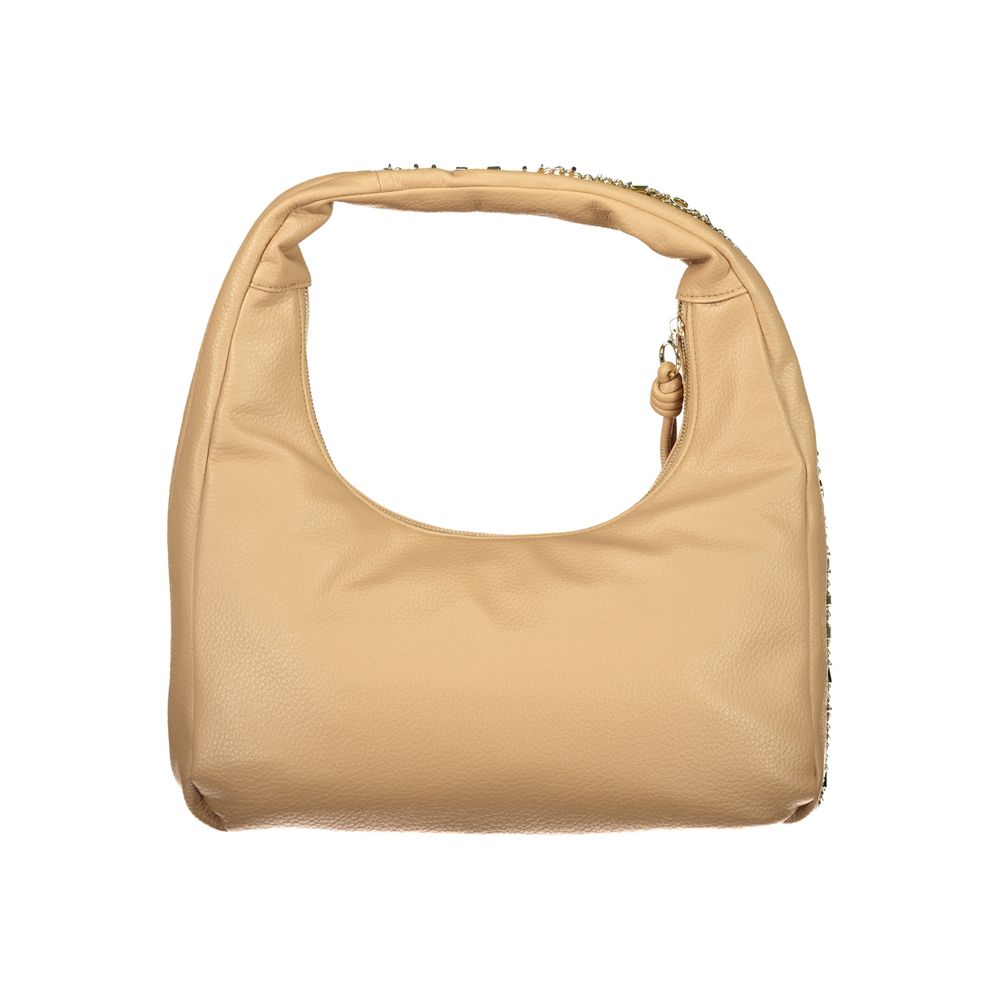 Shoulder Handbag by Mario Valentino for women in polyethylene beige & signature features a ornamental silhouette, showcasing a secure zipper, ample internal-pockets, and ornamental shoulder-strap & handle for a sophisticated look.
