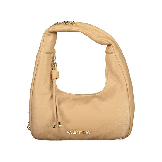 Shoulder Handbag by Mario Valentino for women in polyethylene beige & signature features an refined silhouette, showcasing a secure zipper, ample internal-pockets, and versatile shoulder-strap & handle for a sophisticated refined aesthetic.