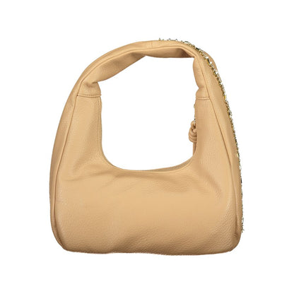 Shoulder Handbag by Mario Valentino for women in polyethylene beige & signature features a refined silhouette, showcasing a secure zipper, organized internal-pockets, and versatile shoulder-strap & handle for a refined finish.