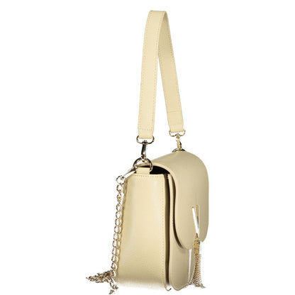 Handbag by Mario Valentino for women in polyethylene beige features a ornamental silhouette, showcasing a secure zipper & magnetic, ample internal-pockets, and ornamental shoulder-strap & handle for a sophisticated look.