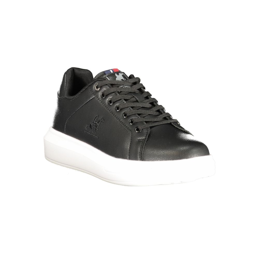 Athletic Sneakers by U.S. Grand Polo for men in polyester & polyurethane black, white & print presents a sleek silhouette, perfectly capturing the athletic style essence of Men's Athletic Polyester & Polyurethane Sneakers with its sleek design and premium finish.