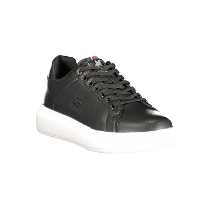 Athletic Sneakers by U.S. Grand Polo for men in polyester & polyurethane black, white & print presents a sleek silhouette, perfectly capturing the athletic style essence of Men's Athletic Polyester & Polyurethane Sneakers with its sleek design and premium finish.