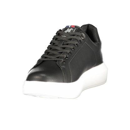 Athletic Sneakers by U.S. Grand Polo for men in polyester & polyurethane black, white & print features an architectural silhouette from the Men's Athletic Polyester & Polyurethane Sneakers collection, showcasing a architectural athletic style for a architectural look.
