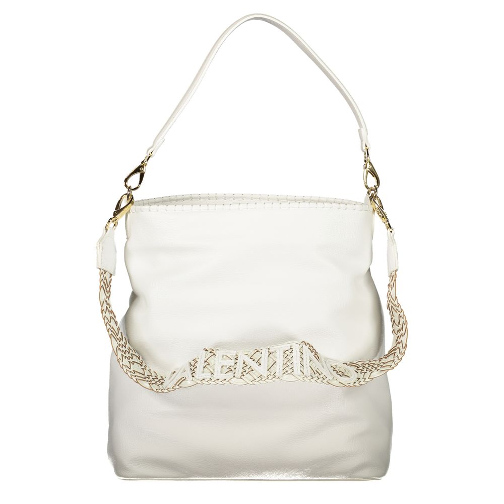 Handbag by Mario Valentino for women in polyethylene white features a signature silhouette, showcasing a secure zipper and signature document-holder & internal-pockets with versatile shoulder-strap & handle for a sophisticated look.