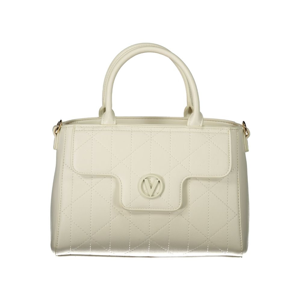 This Handbag by Mario Valentino for women in polyethylene and white & signature presents a sculptural silhouette featuring a secure snap & zipper, ample external-pockets & internal-pockets, and versatile shoulder-strap, adjustable-strap & handle for a sculptural finish.