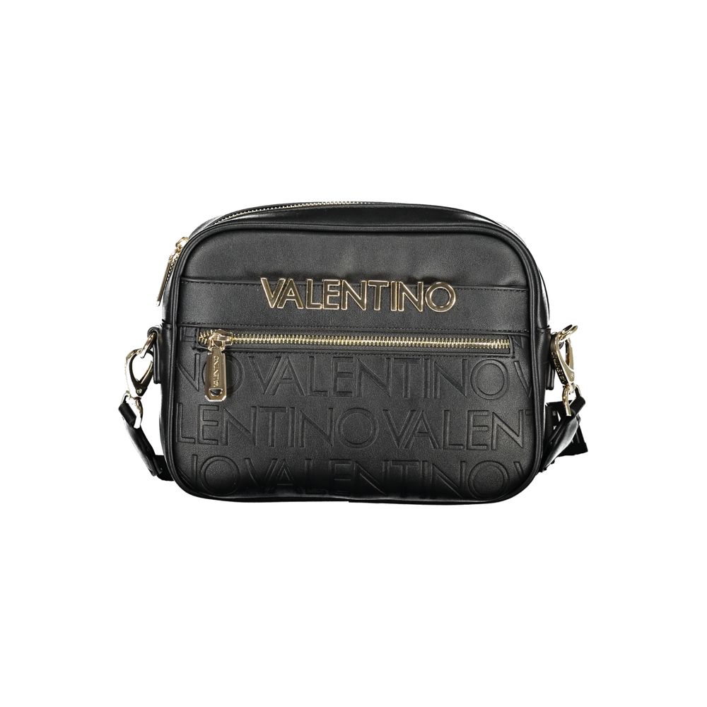 This Handbag by Mario Valentino for women in polyethylene and black presents a sculptural silhouette featuring a secure zipper, ample external-pockets & internal-pockets, and versatile shoulder-strap, handle & adjustable-strap for a sculptural finish.