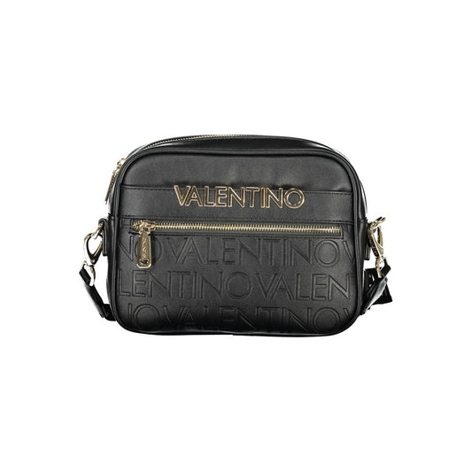 This Handbag by Mario Valentino for women in polyethylene and black presents a sculptural silhouette featuring a secure zipper, ample external-pockets & internal-pockets, and versatile shoulder-strap, handle & adjustable-strap for a sculptural finish.