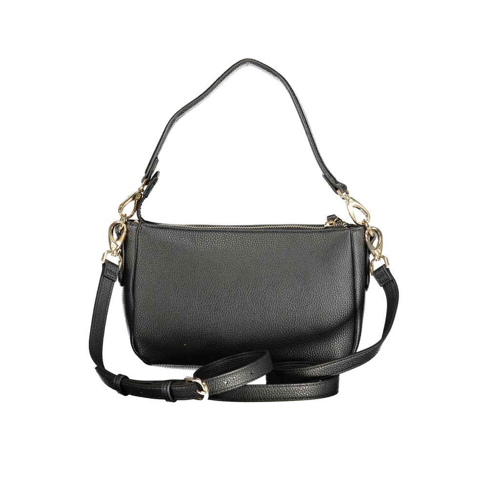 This Handbag by Mario Valentino for women in polyethylene and black & signature presents a sculptural silhouette featuring a secure zipper, ample internal-pockets, and versatile shoulder-strap, adjustable-strap & handle for a sculptural finish.