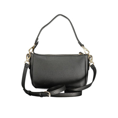 This Handbag by Mario Valentino for women in polyethylene and black & signature presents a sculptural silhouette featuring a secure zipper, ample internal-pockets, and versatile shoulder-strap, adjustable-strap & handle for a sculptural finish.