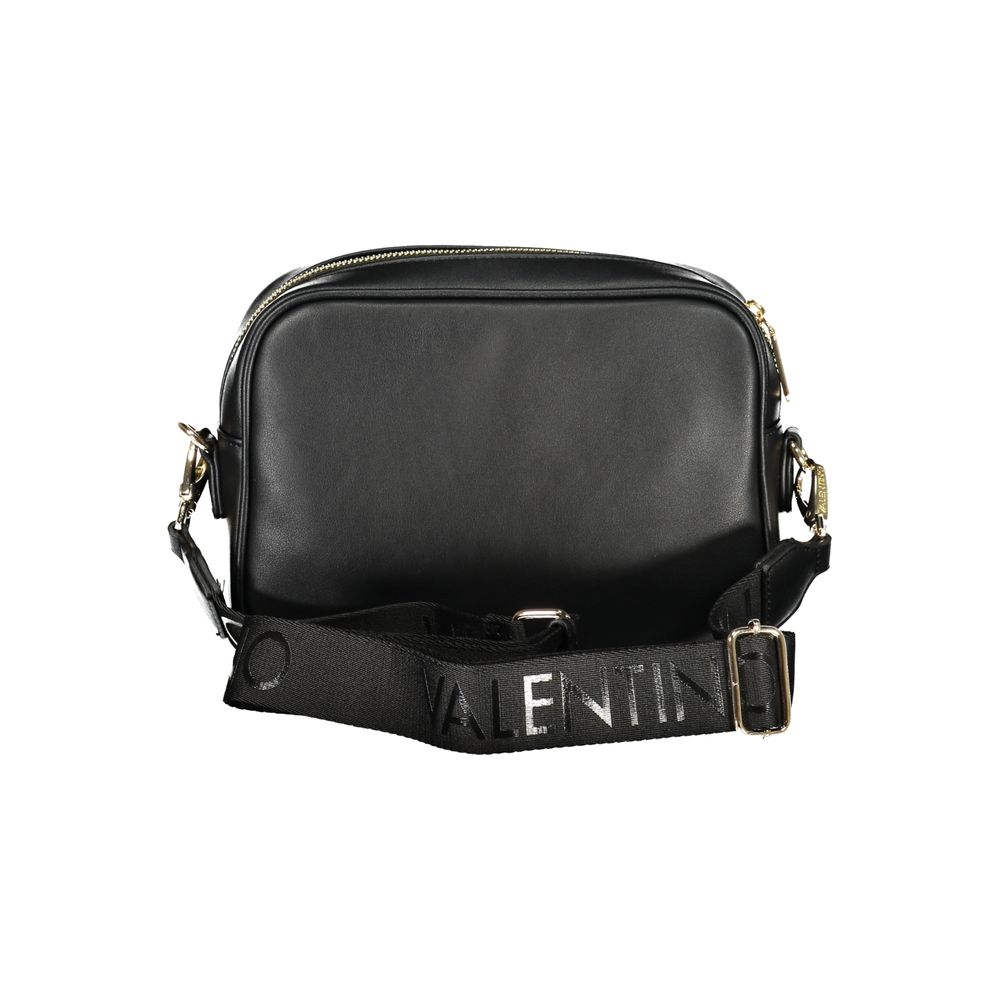 Handbag by Mario Valentino for women in polyethylene black features a signature silhouette, showcasing a secure zipper and signature external-pockets & internal-pockets with versatile shoulder-strap, handle & adjustable-strap for a sophisticated look.