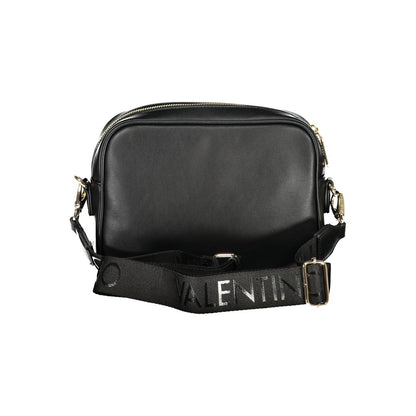Handbag by Mario Valentino for women in polyethylene black features a signature silhouette, showcasing a secure zipper and signature external-pockets & internal-pockets with versatile shoulder-strap, handle & adjustable-strap for a sophisticated look.