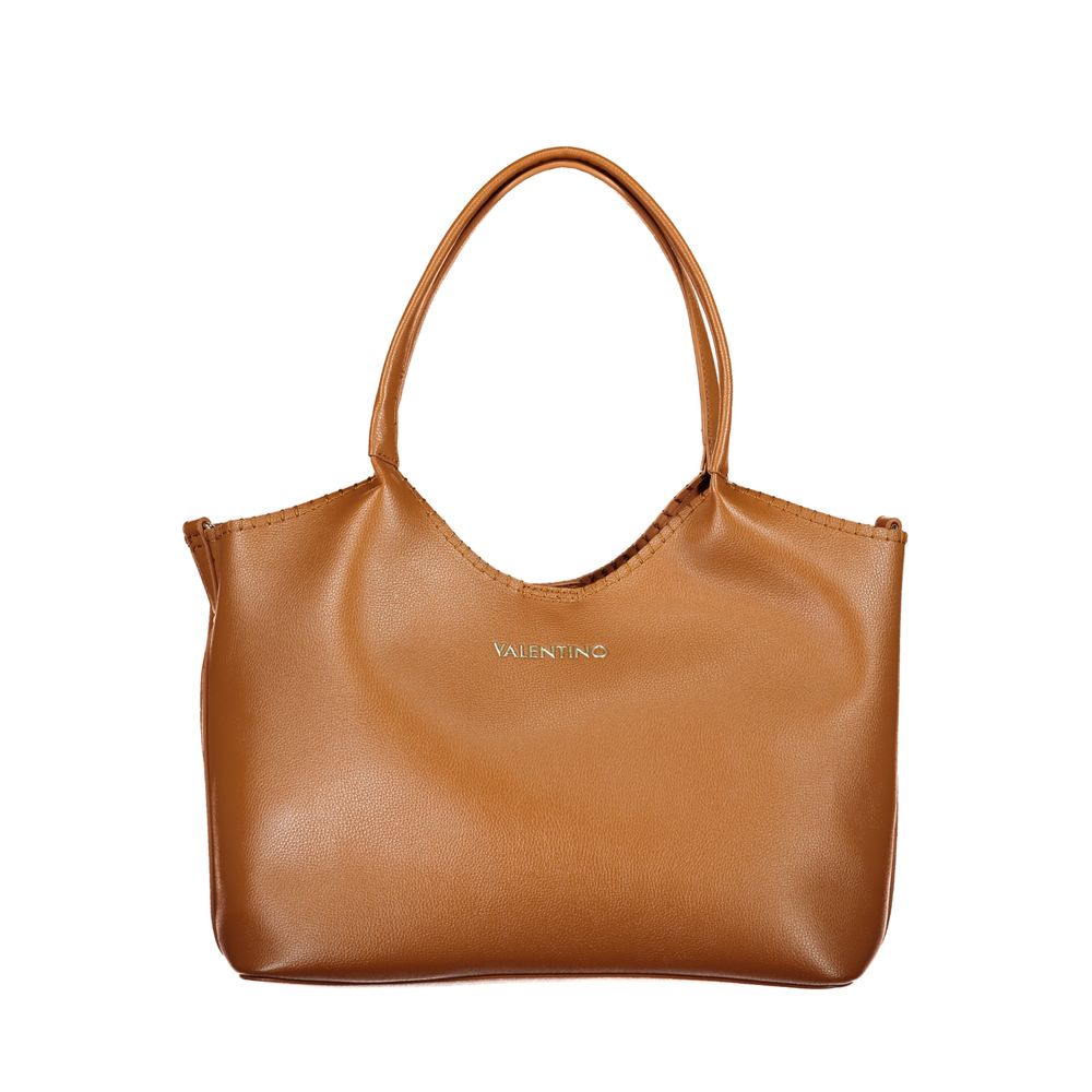 Handbag by Mario Valentino for women in polyethylene brown features a ornamental silhouette, showcasing a secure snap & zipper, ample external-pockets & internal-pockets, and ornamental shoulder-strap & handle for a sophisticated look.