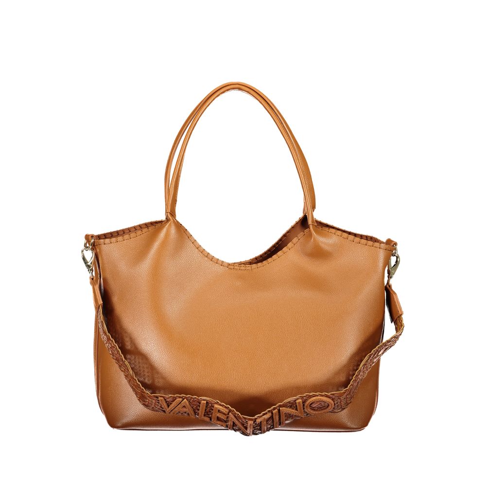 Handbag by Mario Valentino for women in polyethylene brown features a refined silhouette, showcasing a secure snap & zipper, organized external-pockets & internal-pockets, and versatile shoulder-strap & handle for a refined finish.