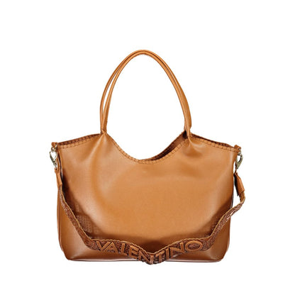 Handbag by Mario Valentino for women in polyethylene brown features a refined silhouette, showcasing a secure snap & zipper, organized external-pockets & internal-pockets, and versatile shoulder-strap & handle for a refined finish.