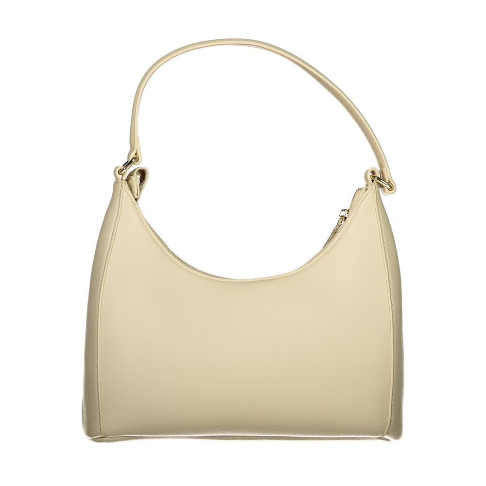 Handbag by Mario Valentino for women in polyethylene beige features a signature silhouette, showcasing a secure zipper and signature internal-pockets with versatile shoulder-strap, adjustable-strap & handle for a sophisticated look.