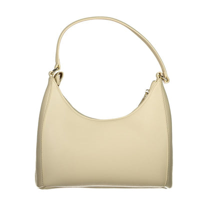Handbag by Mario Valentino for women in polyethylene beige features a signature silhouette, showcasing a secure zipper and signature internal-pockets with versatile shoulder-strap, adjustable-strap & handle for a sophisticated look.