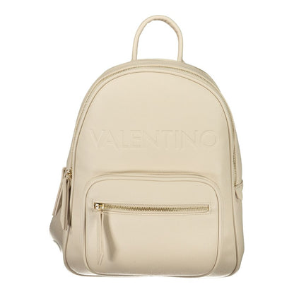Backpack by Mario Valentino for women in polyethylene beige showcases a stately Polyethylene Backpack design, featuring a secure zipper with stately built-in-compartments, external-pockets & internal-pockets and versatile handle, backpack-strap & adjustable-strap.