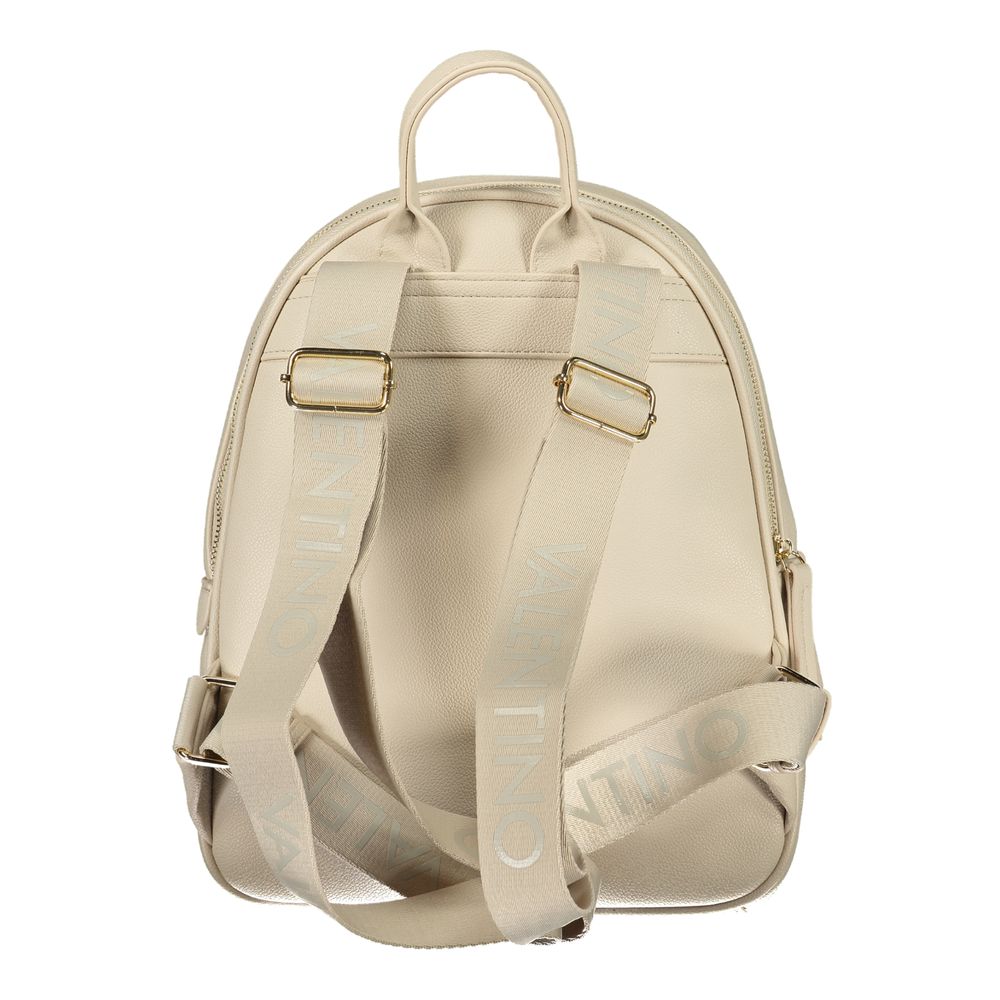 Backpack by Mario Valentino for women in polyethylene beige features a refined silhouette, showcasing the Polyethylene Backpack design with a secure zipper, ample built-in-compartments, external-pockets & internal-pockets, and versatile handle, backpack-strap & adjustable-strap.