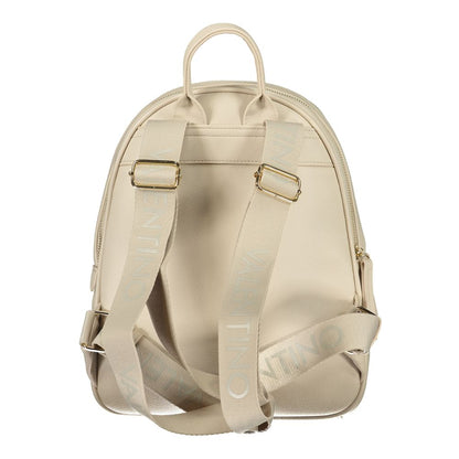 Backpack by Mario Valentino for women in polyethylene beige features a refined silhouette, showcasing the Polyethylene Backpack design with a secure zipper, ample built-in-compartments, external-pockets & internal-pockets, and versatile handle, backpack-strap & adjustable-strap.