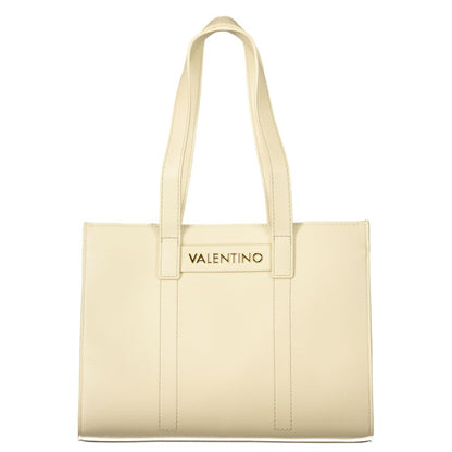 Handbag by Mario Valentino for women in polyethylene beige & signature features a ornamental silhouette, showcasing a secure zipper, ample internal-pockets, and ornamental adjustable-strap & handle for a sophisticated look.