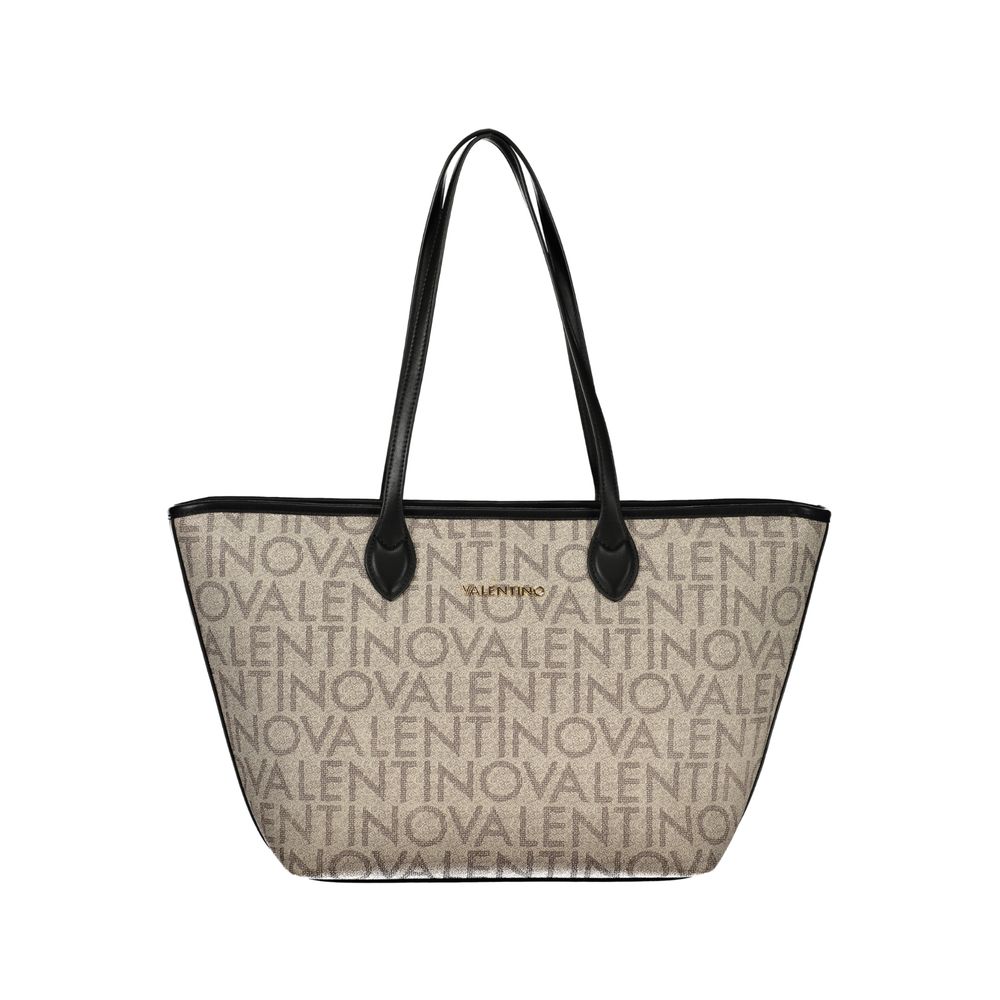 This Shoulder Handbag by Mario Valentino for women in polyethylene and beige & signature presents a sculptural silhouette featuring a secure zipper, ample document-holder, external-pockets & internal-pockets, and versatile shoulder-strap & handle for a sculptural finish.