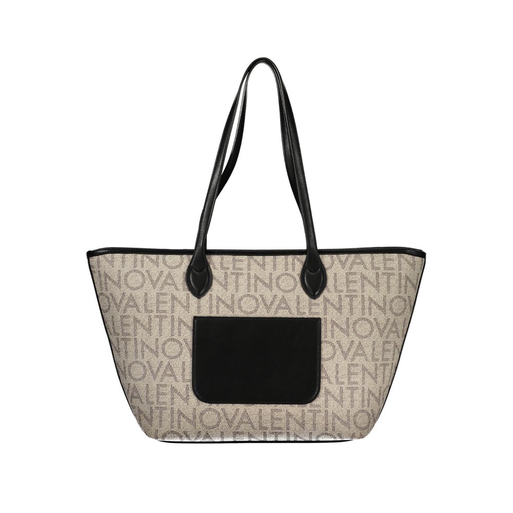 Shoulder Handbag by Mario Valentino for women in polyethylene beige & signature presents a ornamental silhouette, showcasing a secure zipper, ample document-holder, external-pockets & internal-pockets, and versatile shoulder-strap & handle for a ornamental finish.