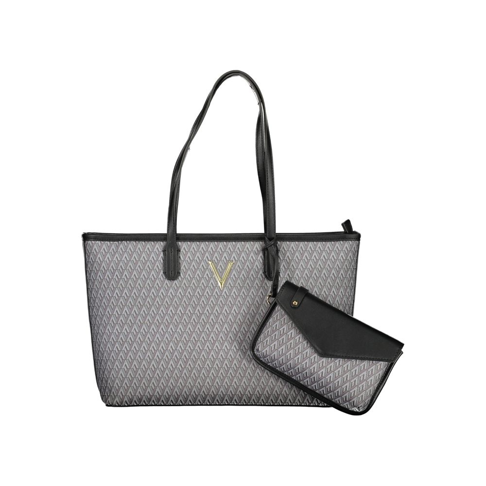 Pouch Handbag by Mario Valentino for women in polyethylene black & signature features a signature silhouette, showcasing a secure zipper and signature internal-pockets with versatile shoulder-strap, handle & adjustable-strap for a sophisticated look.