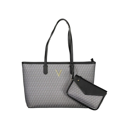 Pouch Handbag by Mario Valentino for women in polyethylene black & signature features a signature silhouette, showcasing a secure zipper and signature internal-pockets with versatile shoulder-strap, handle & adjustable-strap for a sophisticated look.
