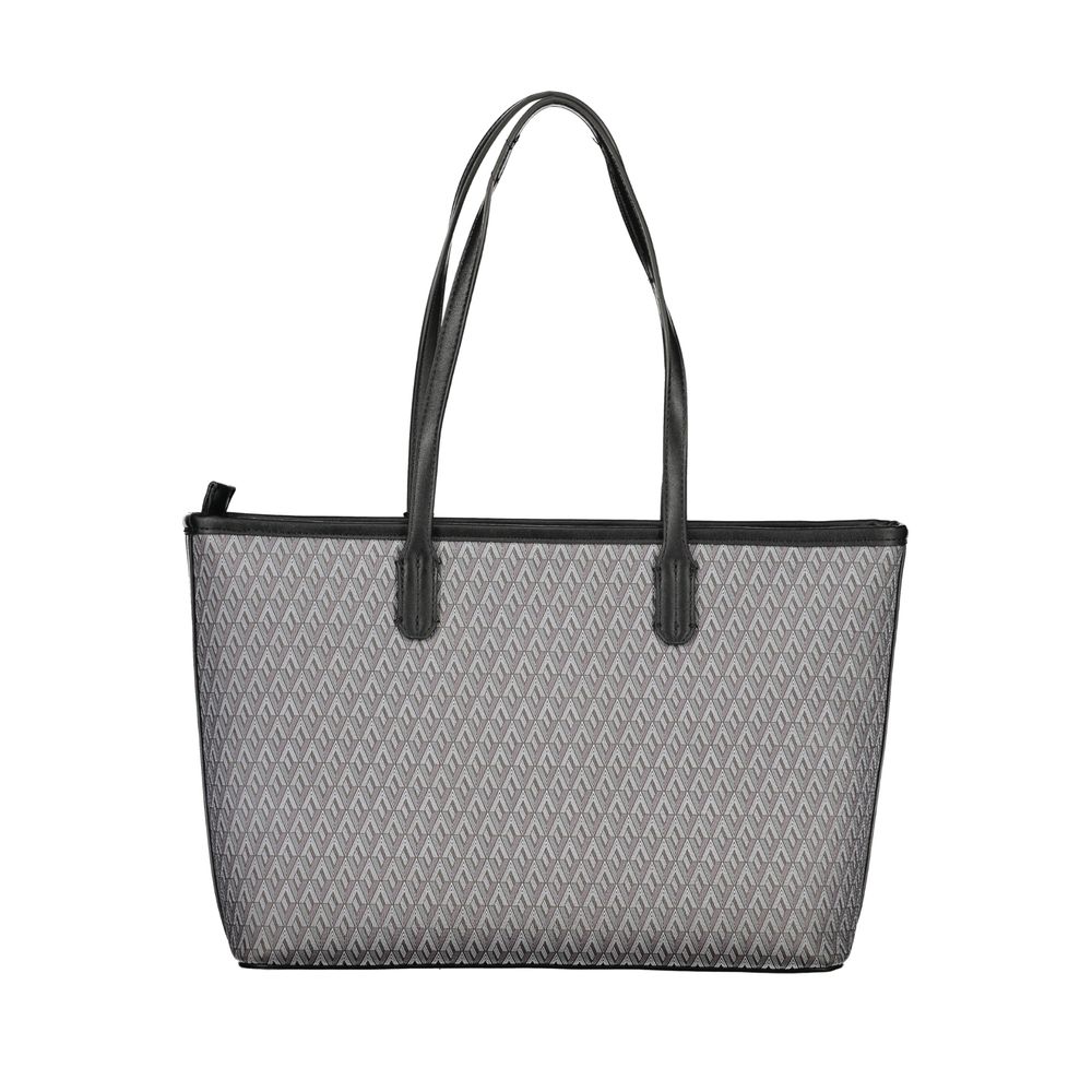 Pouch Handbag by Mario Valentino for women in polyethylene black & signature features a refined silhouette, showcasing a secure zipper, organized internal-pockets, and versatile shoulder-strap, handle & adjustable-strap for a refined finish.
