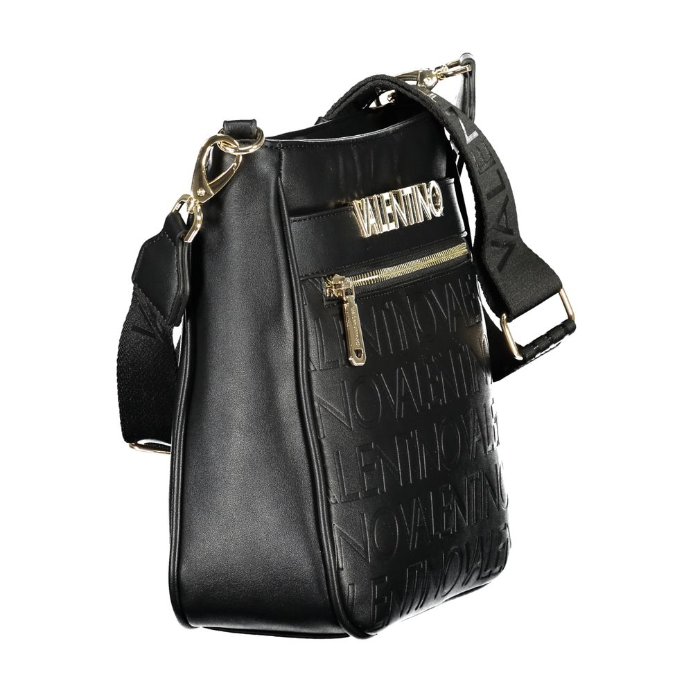 Handbag by Mario Valentino for women in polyethylene black & signature features a ornamental silhouette, showcasing a secure zipper, ample external-pockets & internal-pockets, and ornamental shoulder-strap & adjustable-strap for a sophisticated look.