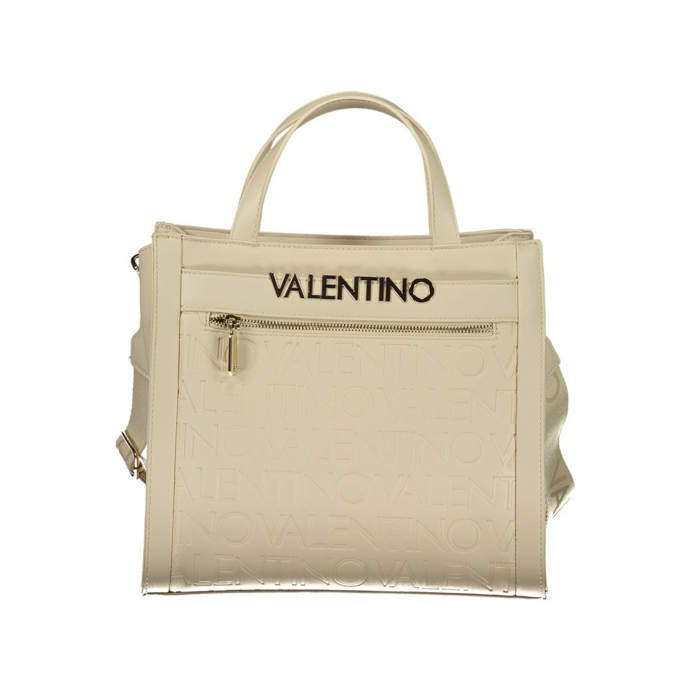 Handbag by Mario Valentino for women in polyethylene beige & signature presents a ornamental silhouette, showcasing a secure zipper, ample external-pockets & internal-pockets, and versatile shoulder-strap & adjustable-strap for a ornamental finish.