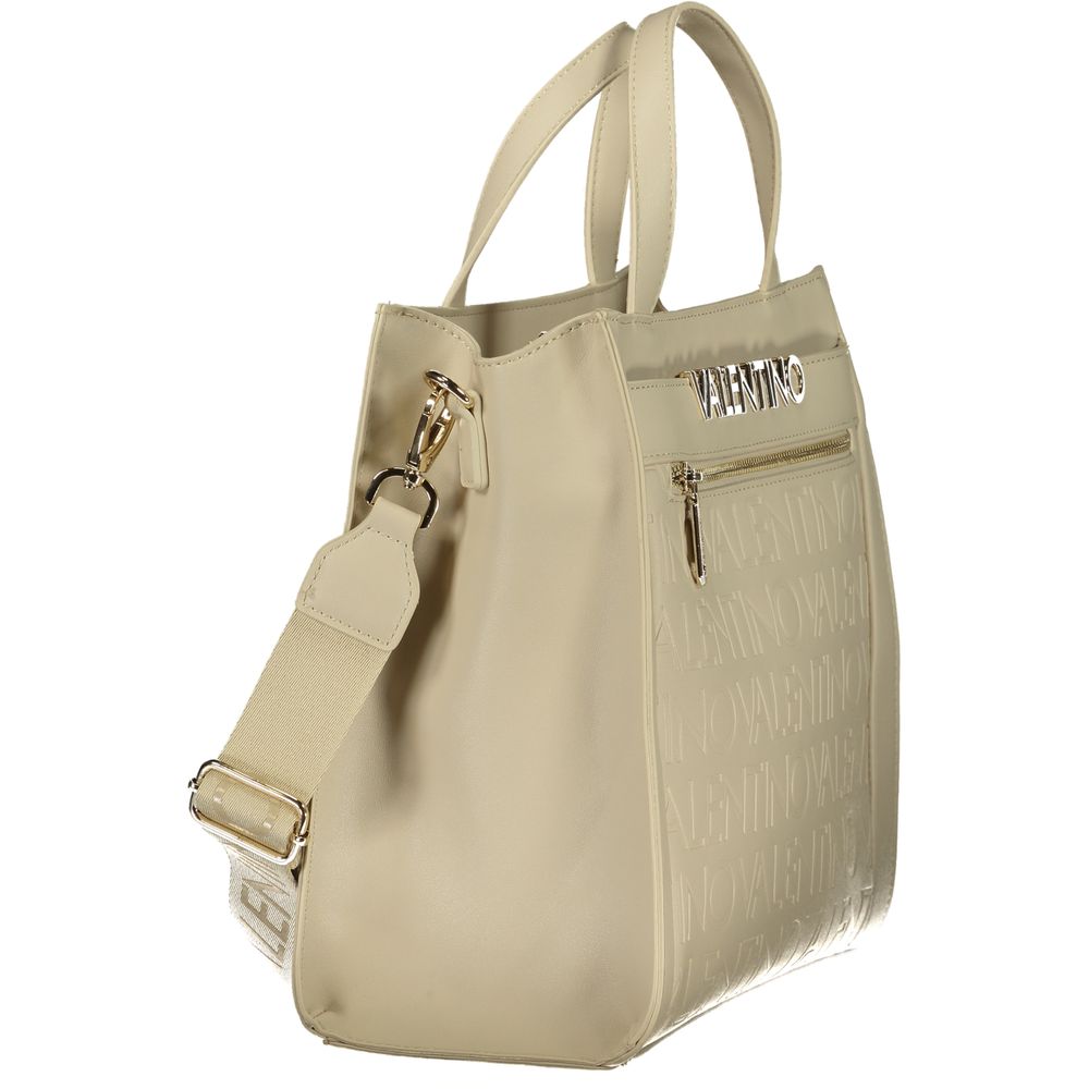 Handbag by Mario Valentino for women in polyethylene beige & signature features an refined silhouette, showcasing a secure zipper, ample external-pockets & internal-pockets, and versatile shoulder-strap & adjustable-strap for a sophisticated refined aesthetic.