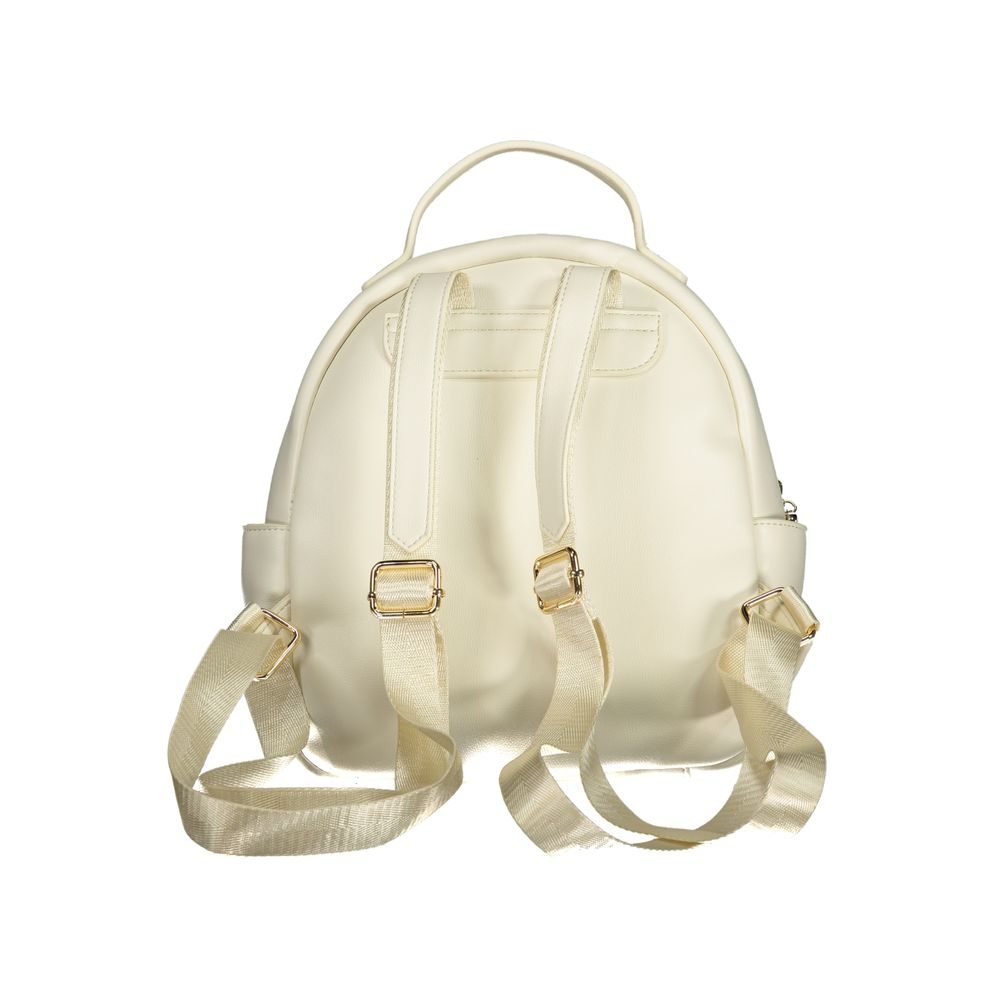 Backpack by Mario Valentino for women in polyethylene white & signature showcases an architectural Polyethylene Backpack design, featuring a secure snap & zipper, ample built-in-compartments, external-pockets & internal-pockets, and architectural handle, backpack-strap & adjustable-strap for a sophisticated look.