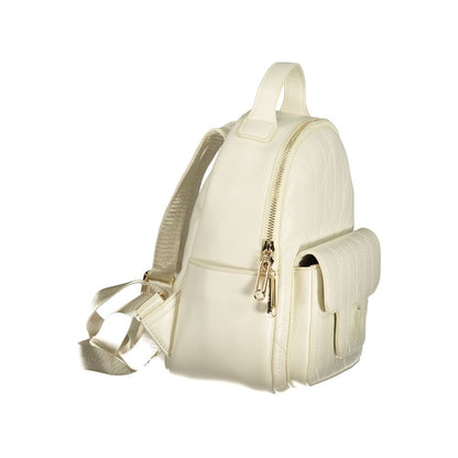 Backpack by Mario Valentino for women in polyethylene white & signature showcases a stately Polyethylene Backpack design, featuring a secure snap & zipper with stately built-in-compartments, external-pockets & internal-pockets and versatile handle, backpack-strap & adjustable-strap.