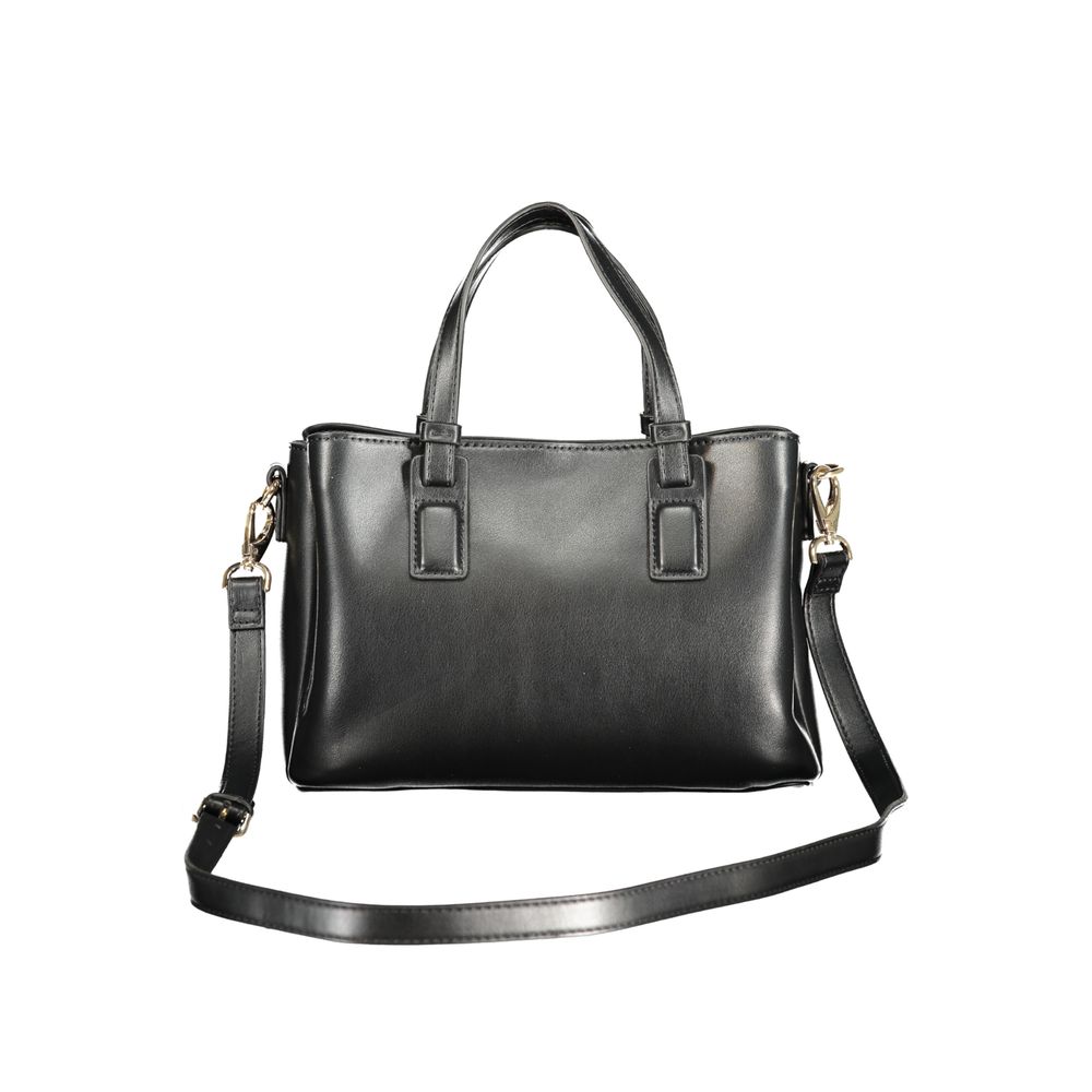 Handbag by Mario Valentino for women in polyethylene black presents a ornamental silhouette, showcasing a secure zipper, ample external-pockets & internal-pockets, and versatile shoulder-strap, adjustable-strap & handle for a ornamental finish.