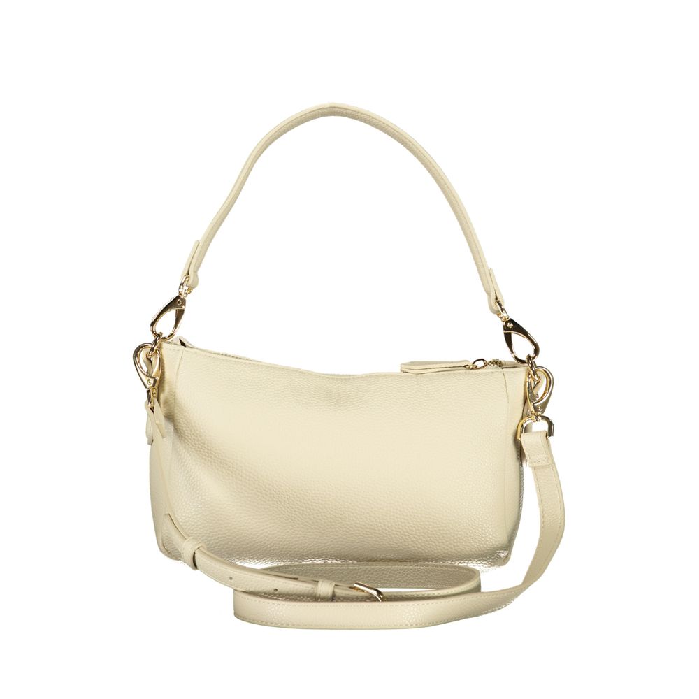 Handbag by Mario Valentino for women in polyethylene beige & signature features a refined silhouette, showcasing a secure zipper, organized internal-pockets, and versatile shoulder-strap, adjustable-strap & handle for a refined finish.