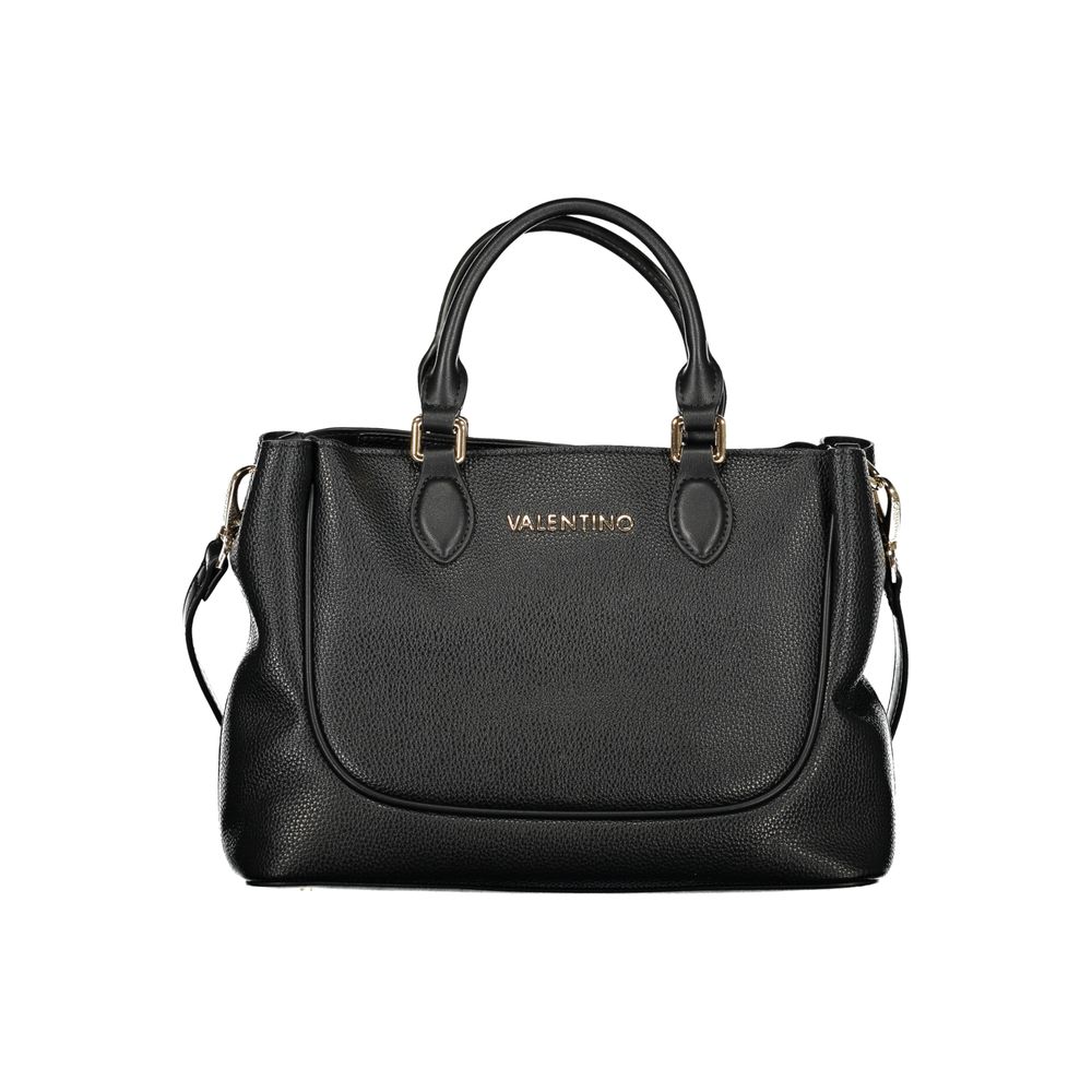Handbag by Mario Valentino for women in polyethylene black features an refined silhouette, showcasing a secure snap & zipper, ample built-in-compartments, document-holder & internal-pockets, and versatile shoulder-strap, handle & adjustable-strap for a sophisticated refined aesthetic.