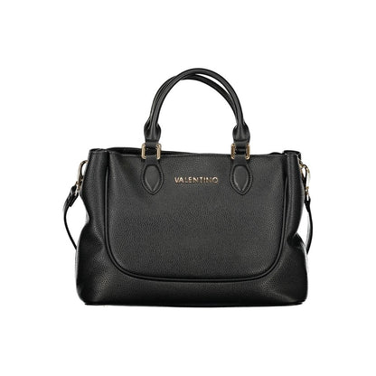 Handbag by Mario Valentino for women in polyethylene black features an refined silhouette, showcasing a secure snap & zipper, ample built-in-compartments, document-holder & internal-pockets, and versatile shoulder-strap, handle & adjustable-strap for a sophisticated refined aesthetic.