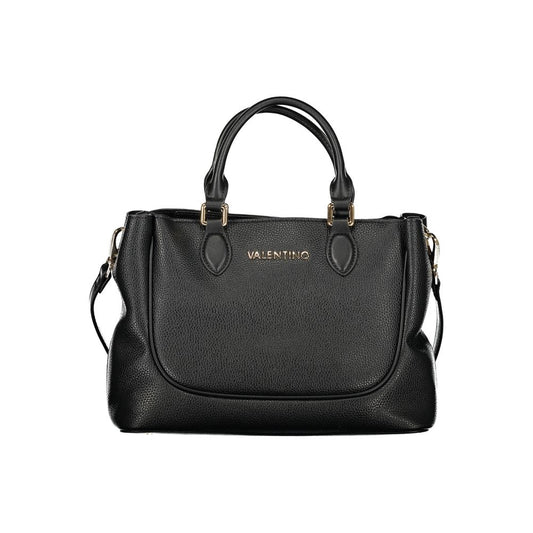 Handbag by Mario Valentino for women in polyethylene black features an refined silhouette, showcasing a secure snap & zipper, ample built-in-compartments, document-holder & internal-pockets, and versatile shoulder-strap, handle & adjustable-strap for a sophisticated refined aesthetic.