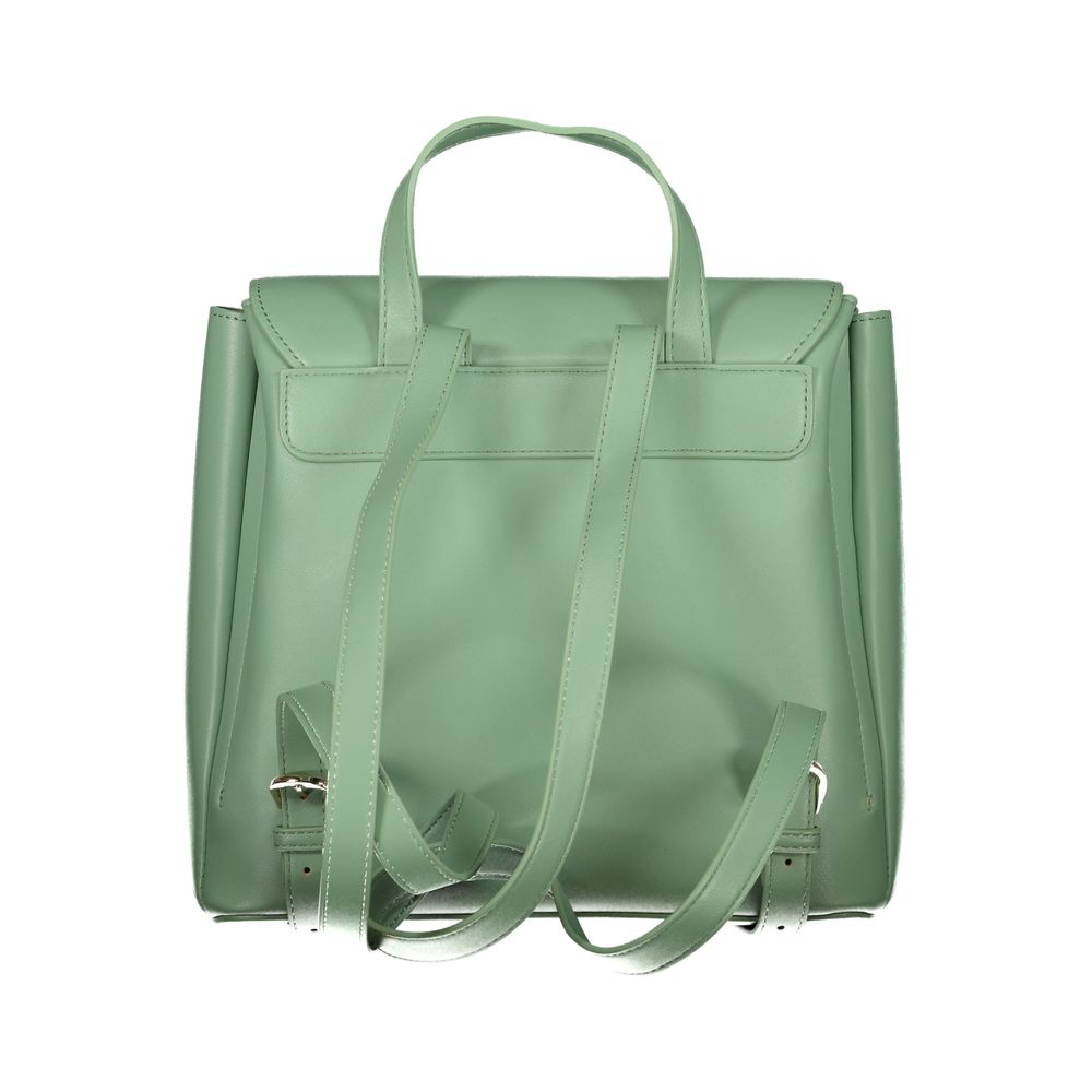Backpack by Mario Valentino for women in polyethylene green & signature features a refined silhouette, showcasing the Polyethylene Backpack design with a secure snap & zipper, ample built-in-compartments & internal-pockets, and versatile handle, backpack-strap & adjustable-strap.