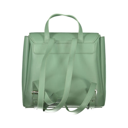 Backpack by Mario Valentino for women in polyethylene green & signature features a refined silhouette, showcasing the Polyethylene Backpack design with a secure snap & zipper, ample built-in-compartments & internal-pockets, and versatile handle, backpack-strap & adjustable-strap.