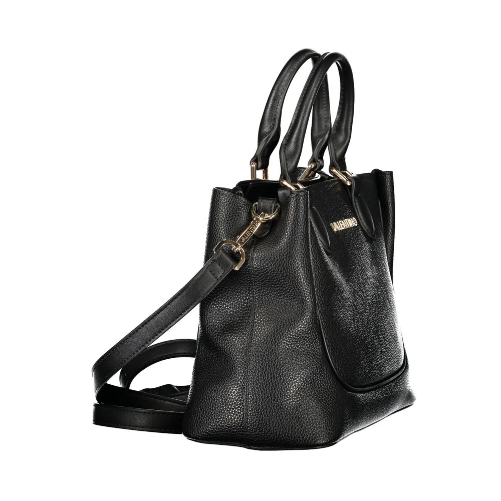 This Handbag by Mario Valentino for women in polyethylene and black presents a sculptural silhouette featuring a secure snap & zipper, ample built-in-compartments, document-holder & internal-pockets, and versatile shoulder-strap, handle & adjustable-strap for a sculptural finish.